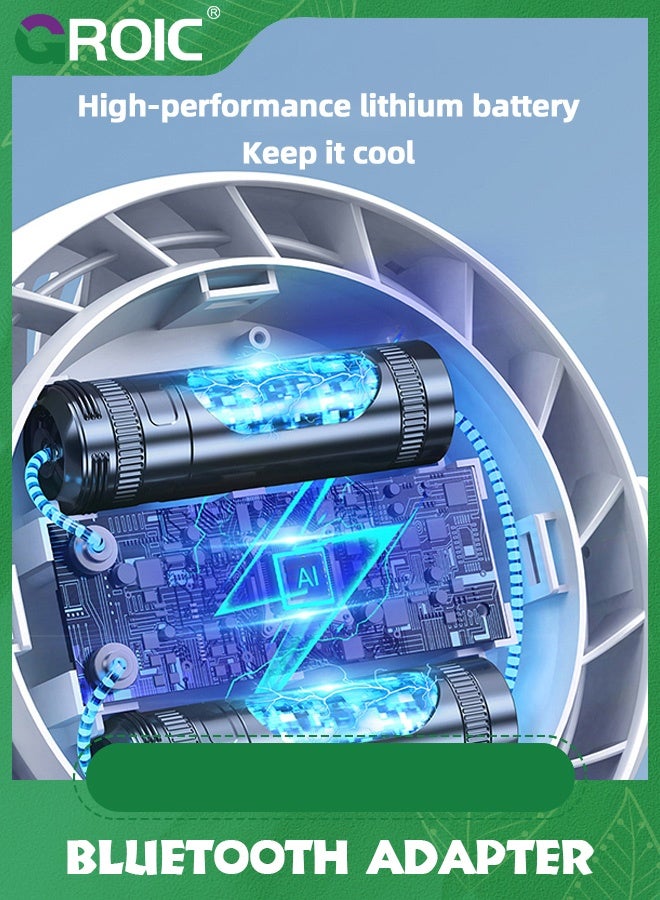 GROIC Portable LED Light Fan, 10000mAh Battery Operated Clip on Fan, Table Fans Rechargeable Mini Personal Fan Intelligent Digital Display 5 Speed, USB Fan for Home, Office, Travel, Camping (White) - Image 4