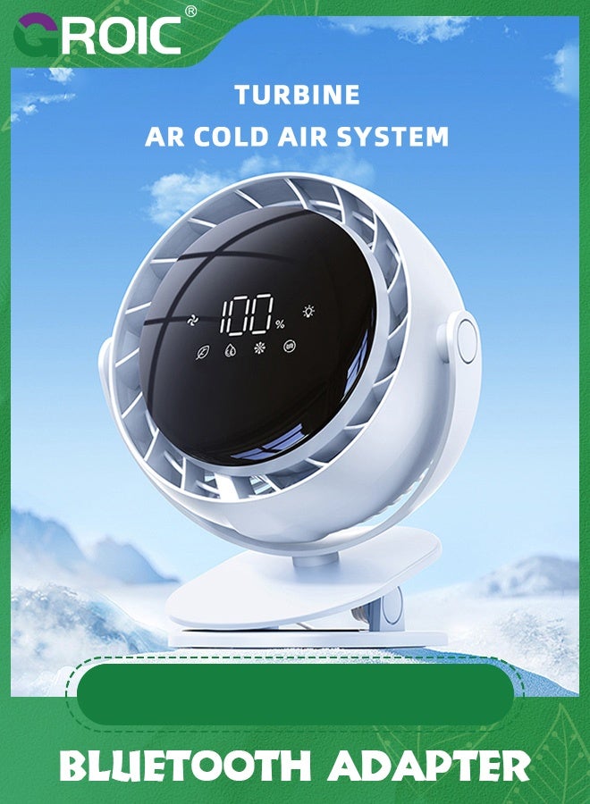 GROIC Portable LED Light Fan, 10000mAh Battery Operated Clip on Fan, Table Fans Rechargeable Mini Personal Fan Intelligent Digital Display 5 Speed, USB Fan for Home, Office, Travel, Camping (White) - Image 3