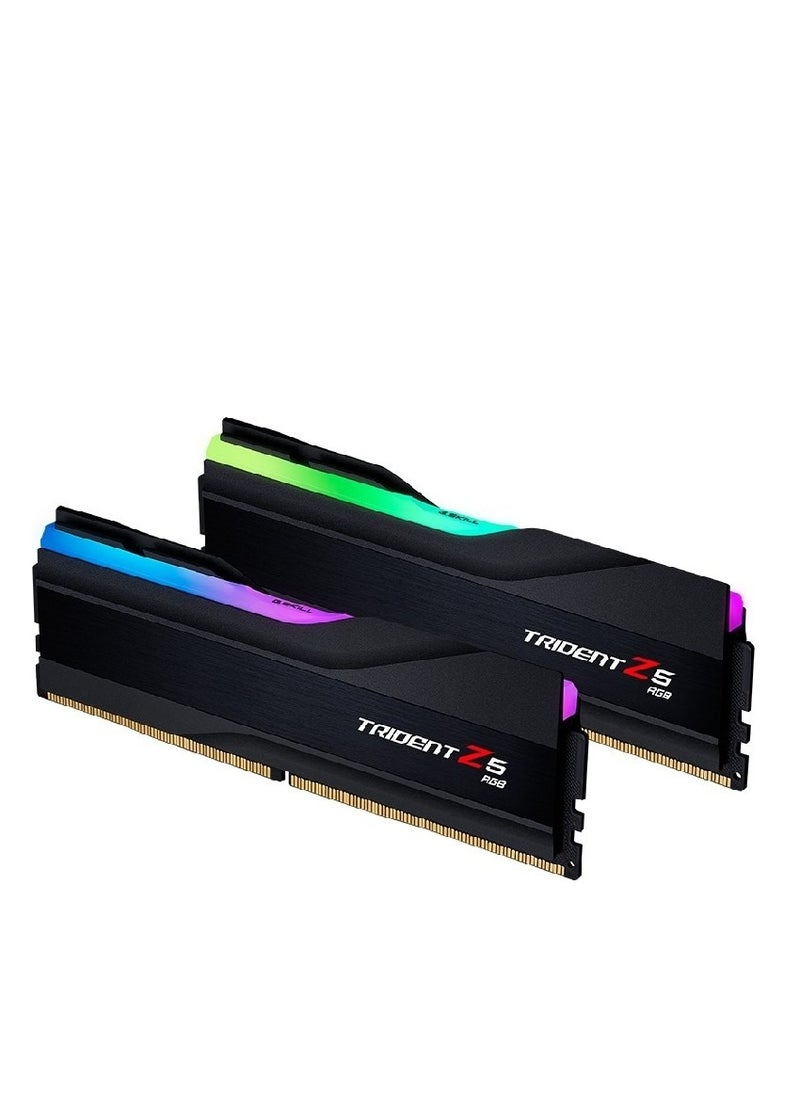 G.Skill - ذاكرة Trident Z5 RGB DDR5، سعة 32 جيجابايت (2 × 16 جيجابايت)، سرعة تم اختبارها 6600 ميجاهرتز، زمن استجابة CL34-40-40-105، جهد 1.40، غير مخزن، غير ECC، Intel XMP 3.0، أسود | F5-6600J3440G16GX2-TZ5RK - Image 1