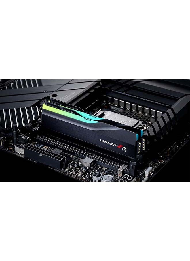 G.Skill - ذاكرة Trident Z5 RGB DDR5، سعة 32 جيجابايت (2 × 16 جيجابايت)، سرعة تم اختبارها 6600 ميجاهرتز، زمن استجابة CL34-40-40-105، جهد 1.40، غير مخزن، غير ECC، Intel XMP 3.0، أسود | F5-6600J3440G16GX2-TZ5RK - Image 1