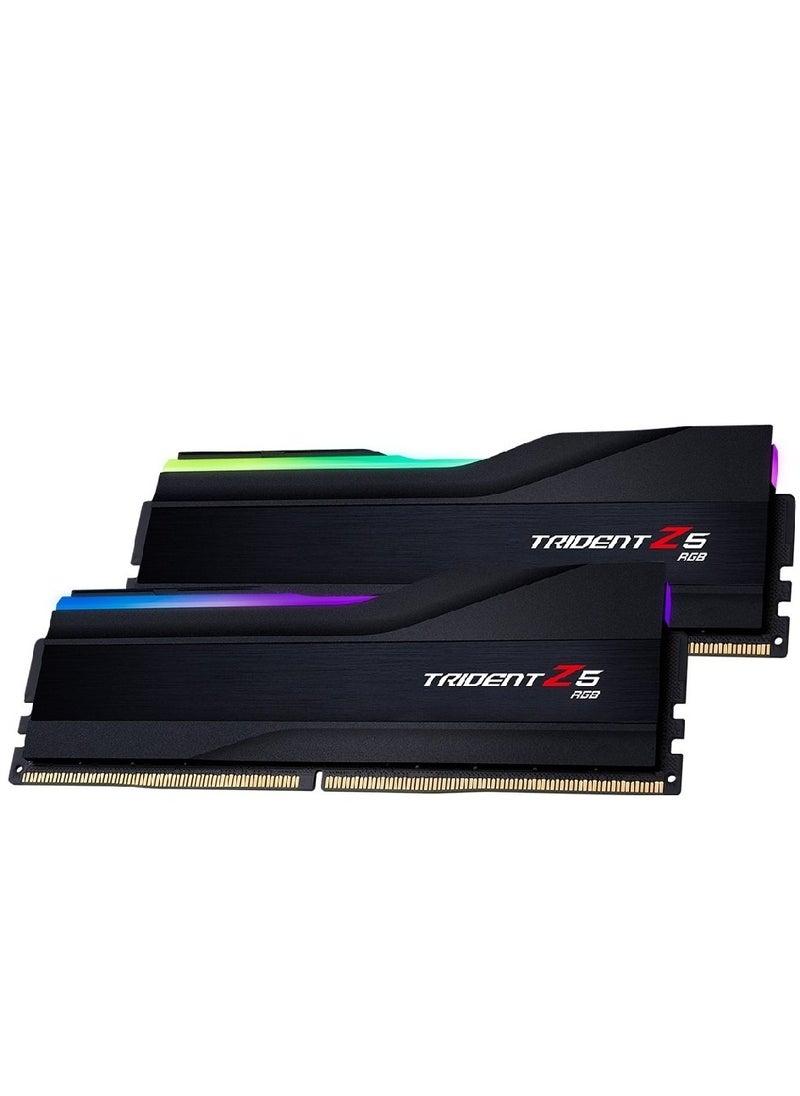 G.Skill - ذاكرة Trident Z5 RGB DDR5، سعة 32 جيجابايت (2 × 16 جيجابايت)، سرعة تم اختبارها 6600 ميجاهرتز، زمن استجابة CL34-40-40-105، جهد 1.40، غير مخزن، غير ECC، Intel XMP 3.0، أسود | F5-6600J3440G16GX2-TZ5RK - Image 1