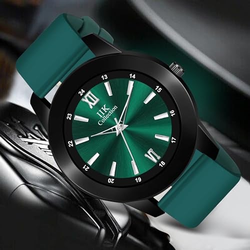 IIK COLLECTION Watches for Men Round Shining Roman Numerical Dial Analogue Men Watch|Long Battery Life with Long Lasting Polish/Adjustable Fixable Silicon Strap|Watches for Boys - Image 2