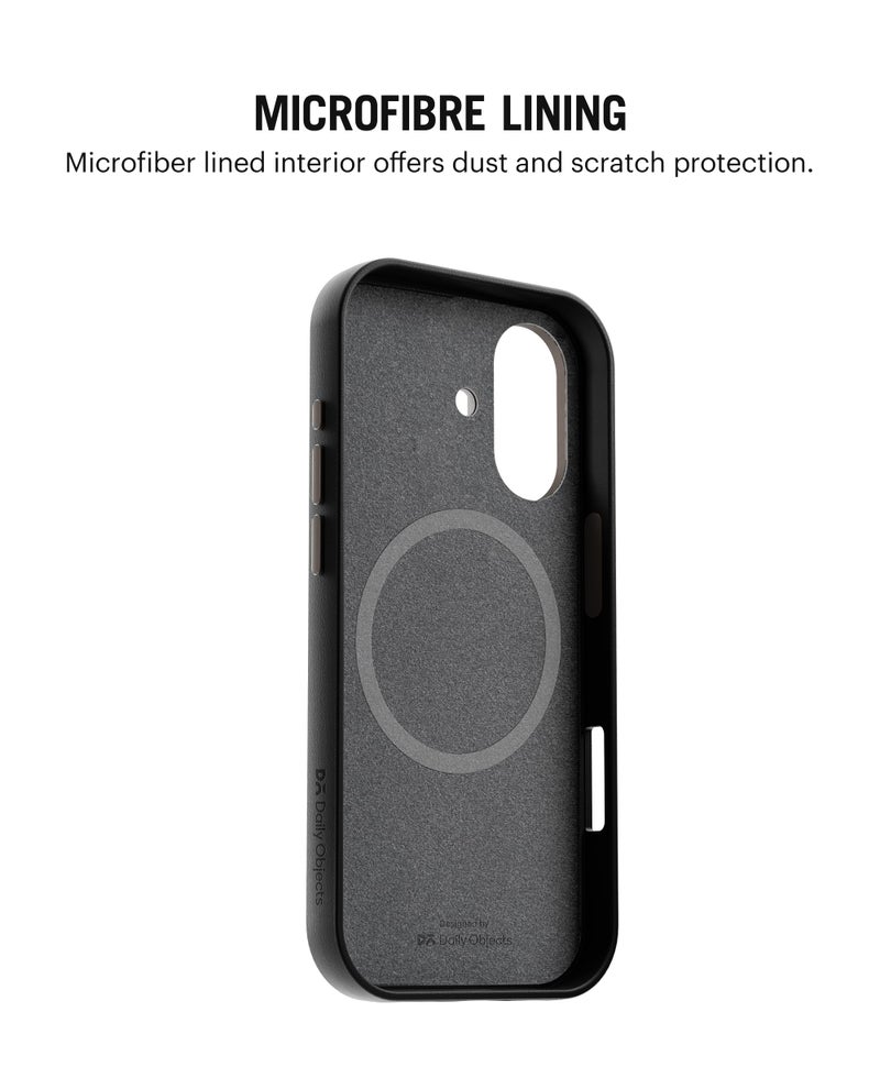 DailyObjects Leatherite Case for iPhone 16 Compatible with Mag-Safe Wireless Charging | Crimson-Grey Hybrid Magnetic Back Cover - Image 5