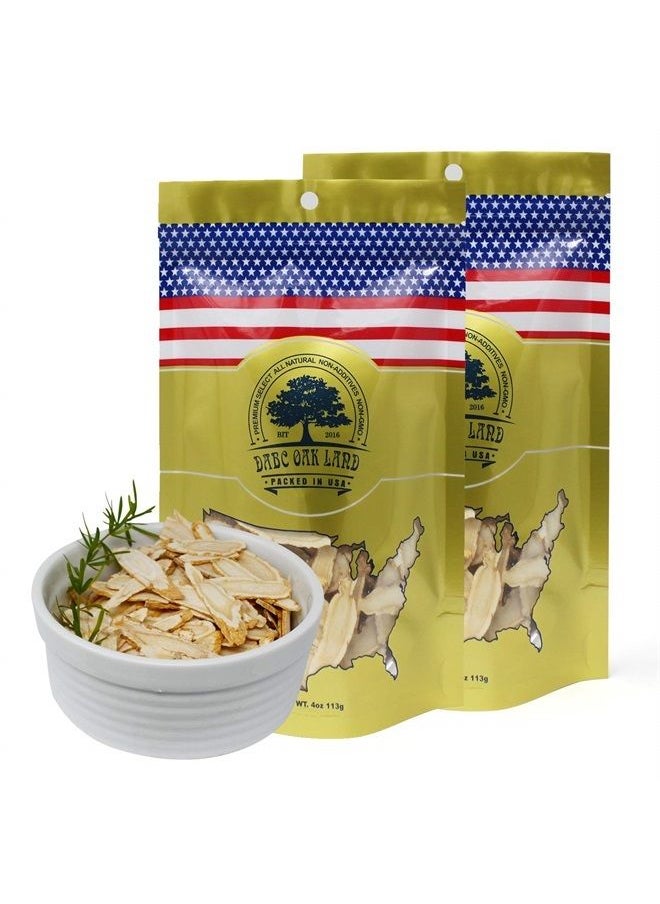 DABC OAK LAND American Ginseng Slices from Wisconsin (Sliced Ginseng Root）Wisconsin Grown!Most People Use It to Make Ginseng Tea! Good for Health! (American Ginseng Slices (Long Strip), 2 Packs of 8 Ounces)  - Image 1