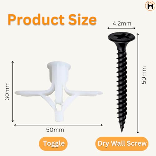 Homdum Assorted Nylon Wall Plugs I Sleeve Gitt I Toggle Anchor Plug I Pack of 270Pc - Image 4