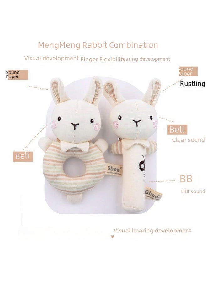 لعبة مصافحة الأطفال المصنوعة من القطن العضوي، لعبة مهدئة لحديثي الولادة من عمر 0 ​​إلى 1 سنة، جرس مصافحة ناعمة من القطيفة غير سامة، اللون: مجموعة أذن كبيرة - Image 3