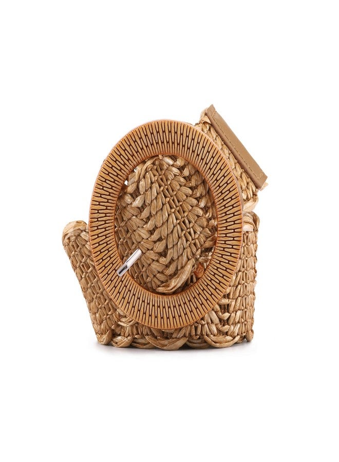 Ayliss Straw Woven Elastic Stretch Waist Belt Fashion Women Skinny Dress Belt Waist Dress Band straw woven bohemian belt (Khaki #1) - Image 3