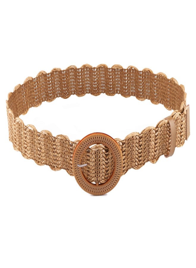 Ayliss Straw Woven Elastic Stretch Waist Belt Fashion Women Skinny Dress Belt Waist Dress Band straw woven bohemian belt (Khaki #1) - Image 4