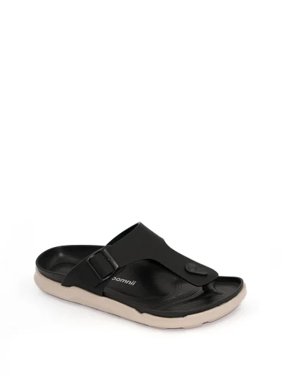 Geoomnii eres1 Traditional Arabic Sandals for Men – Comfortable Leather Slip-On Design – Perfect for Everyday Wear & Occasions -Black