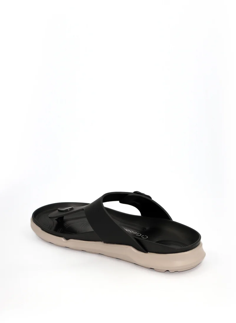 جيومني صندل عربي تقليدي للرجال - تصميم مريح من الجلد سهل الارتداء - مثالي للارتداء اليومي والمناسبات - أسود