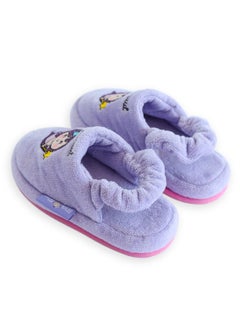 Milk&Moo Milk&Moo Little Mermaid Kids House Slippers, %100 Cotton Bath and House Slippers, Washable, Soft and Absorbent Towel Fabric, Non-Slip Sole, Elastic Band, 4-5 Years Old, Purple  - Image 2