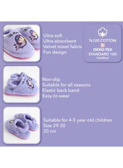 Milk&Moo Milk&Moo Little Mermaid Kids House Slippers, %100 Cotton Bath and House Slippers, Washable, Soft and Absorbent Towel Fabric, Non-Slip Sole, Elastic Band, 4-5 Years Old, Purple  - Image 4