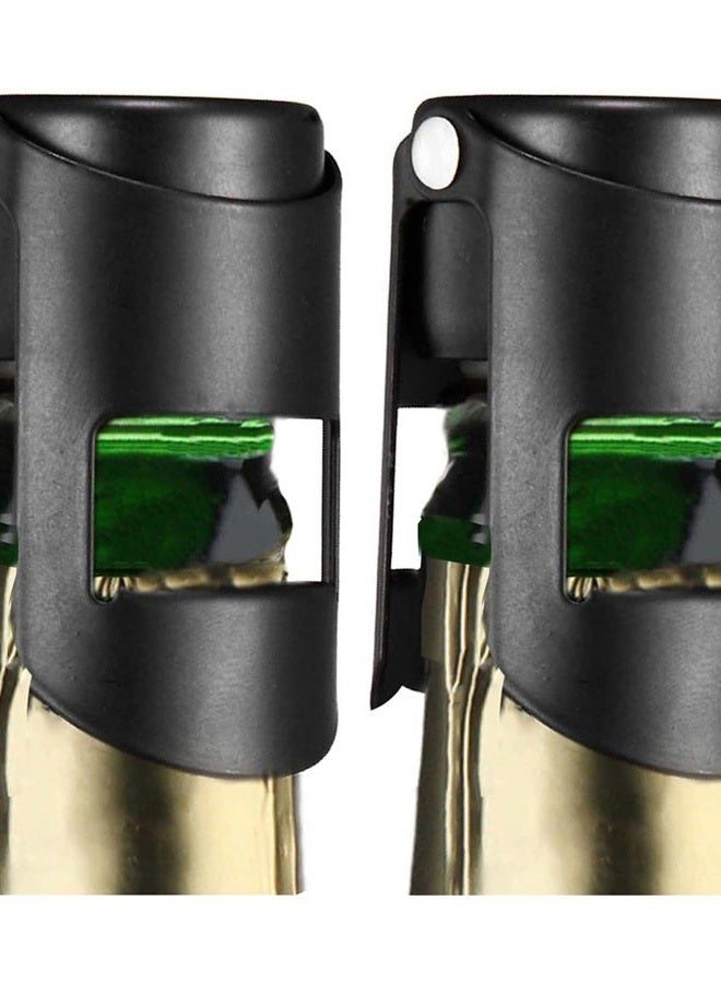 HYZ Champagne Stoppers 2Pack - Stainless Steel Sparkling Wine Bottle Stopper with Pure Silicone Air Tight Seal - Professional Wine Saver for Champagne，Prosecco and Cava (Black) - Image 1