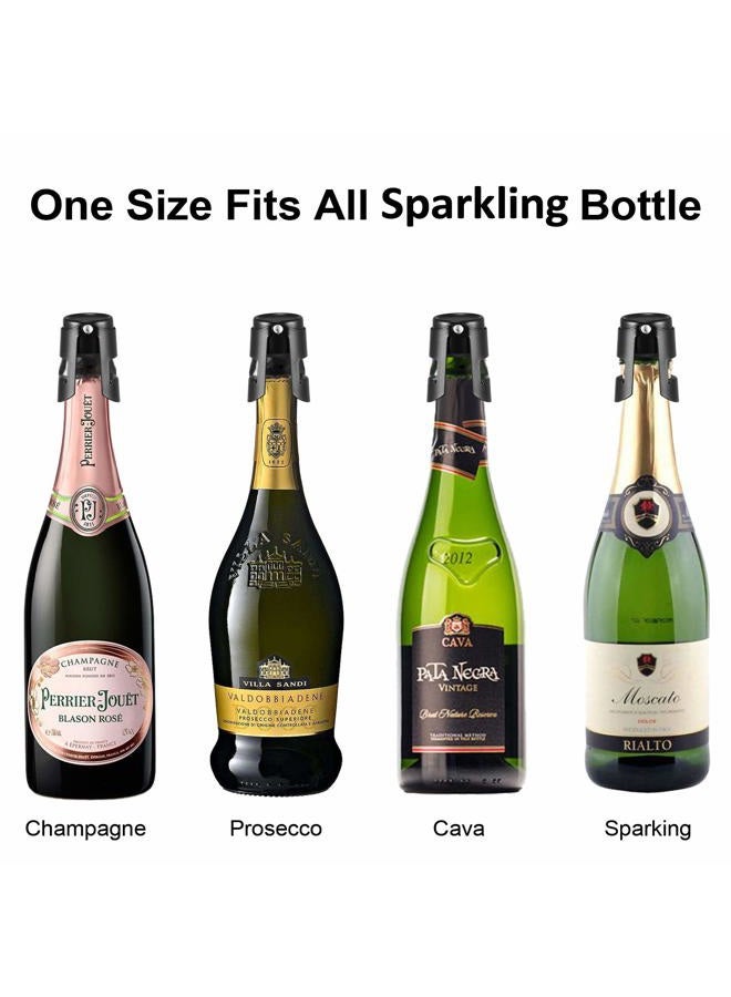 HYZ Champagne Stoppers 2Pack - Stainless Steel Sparkling Wine Bottle Stopper with Pure Silicone Air Tight Seal - Professional Wine Saver for Champagne，Prosecco and Cava (Black) - Image 5