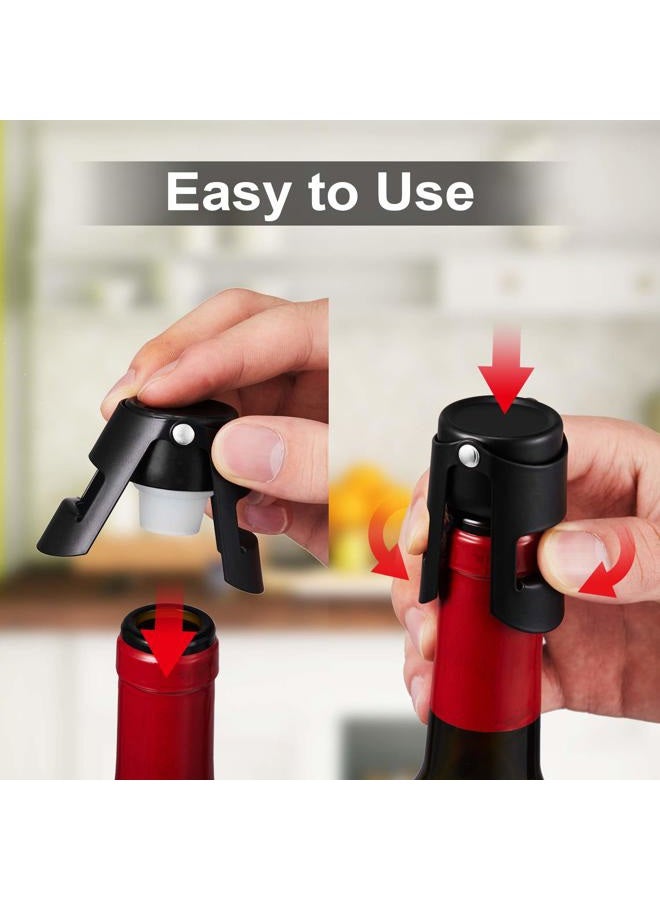 HYZ Champagne Stoppers 2Pack - Stainless Steel Sparkling Wine Bottle Stopper with Pure Silicone Air Tight Seal - Professional Wine Saver for Champagne，Prosecco and Cava (Black) - Image 3