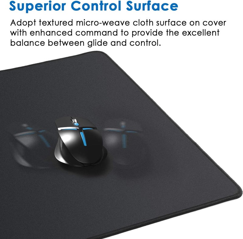KTRIO Gaming Mouse Pad 900x400mm Large Gaming Mouse Mat with Stitched Edges, XXL Mouse Pad with Non-Slip Base, Extended Large Size Mouse Pads, Keyboard Desk Pad with Water Resist Surface, Black - Image 2