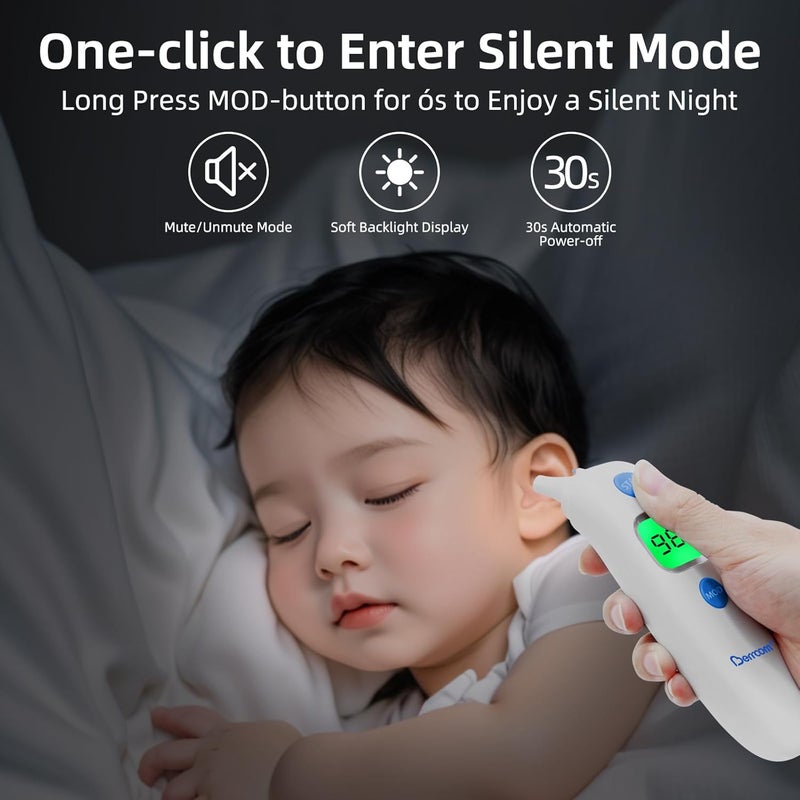 Berrcom 3 in 1 Forehead and Ear Thermometer Indoors Non-Contact Backlight Body Object Temperature Checking Sensor Touchless Digital Thermometer with Fever Alert - Image 3