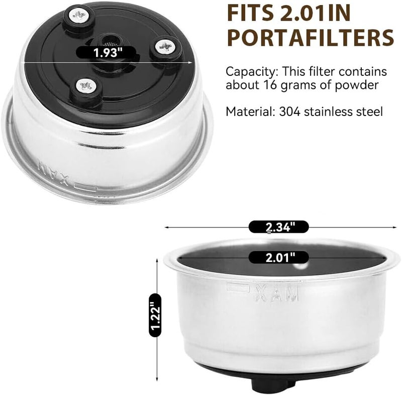 ELEPHANTBOAT 51mm Portafilter Filter for Derlla Coffee Maker Stainless Steel Basket Double Basket Replacement Double Filter Baskets 14 to 18 grams Ground Coffee Filter Baskets - Image 2