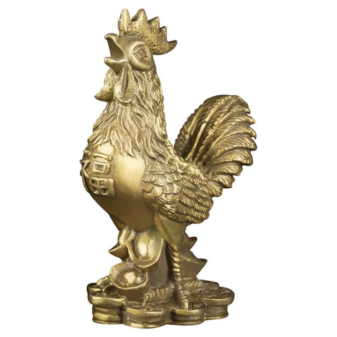 Brass Rooster Statue Feng Shui Handmade Chicken Figurine Collection Home Decor
