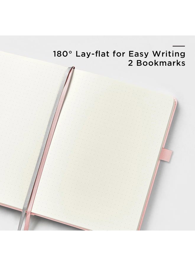 &And Per Se Dotted Journal Notebook, A5 Hardcover Leather Dotted Journal, 160 Pages 100gsm Thick Dot Grid Paper, 3 Sheets of Stickers Included - 5.7'' x 8'' (Pink) - Image 3