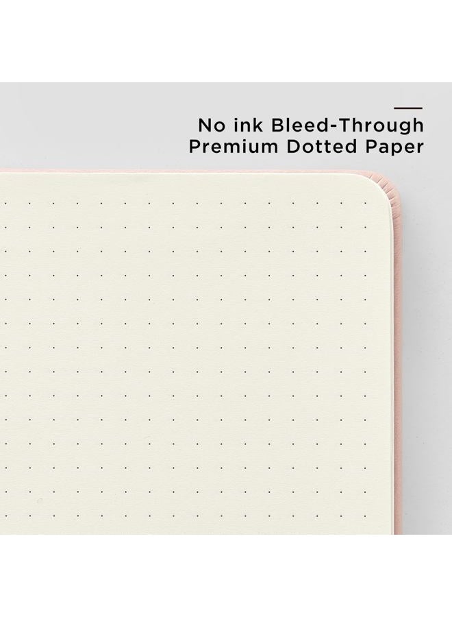 &And Per Se Dotted Journal Notebook, A5 Hardcover Leather Dotted Journal, 160 Pages 100gsm Thick Dot Grid Paper, 3 Sheets of Stickers Included - 5.7'' x 8'' (Pink) - Image 5
