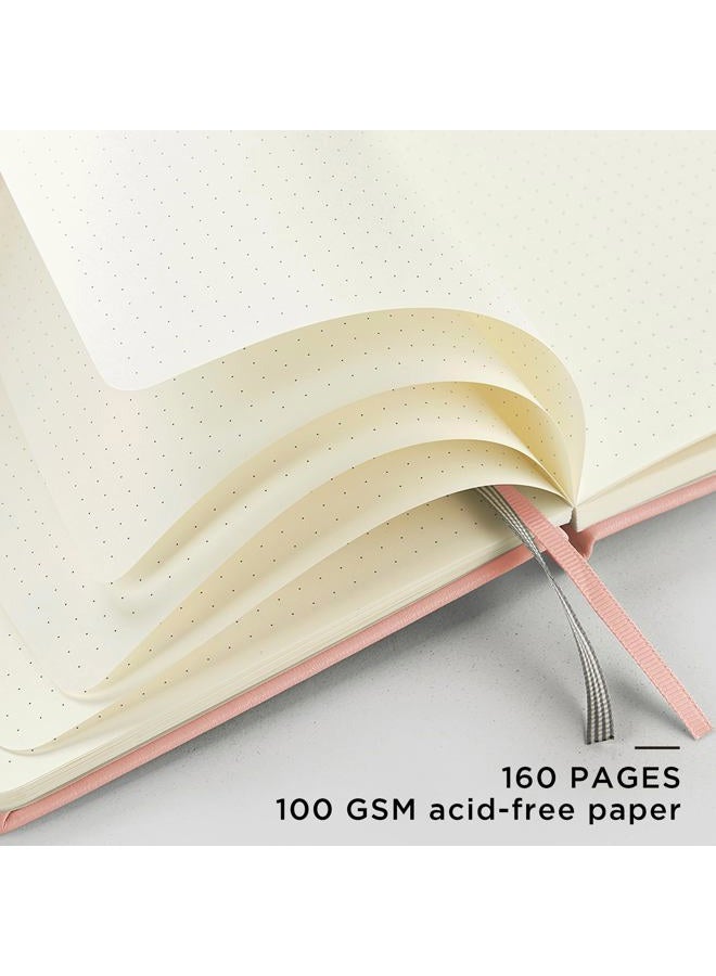 &And Per Se Dotted Journal Notebook, A5 Hardcover Leather Dotted Journal, 160 Pages 100gsm Thick Dot Grid Paper, 3 Sheets of Stickers Included - 5.7'' x 8'' (Pink) - Image 4