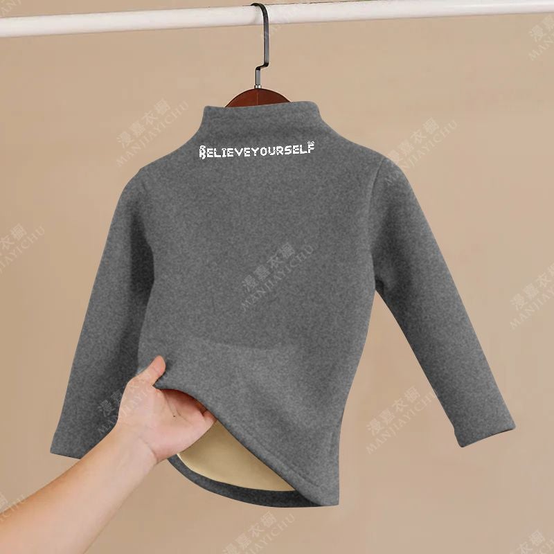 Childrens Thermal Underwear fleece-lined Thickened suit Middle and Big Children Boys Girls Warm Base Heating Autumn Clothes Autumn Pants Winter Gray top letter el [q3 top] 