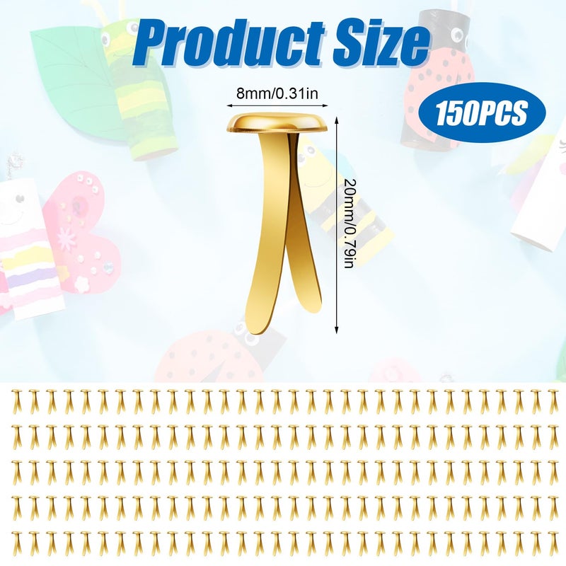 XIHIRCD 150pcs Metal Paper Fasteners, 0.31x0.79in Gold Paper Clips Round Head Mini Brads DIY Split Pins for Crafts Scrapbooks Cards Photo Walls - Image 2