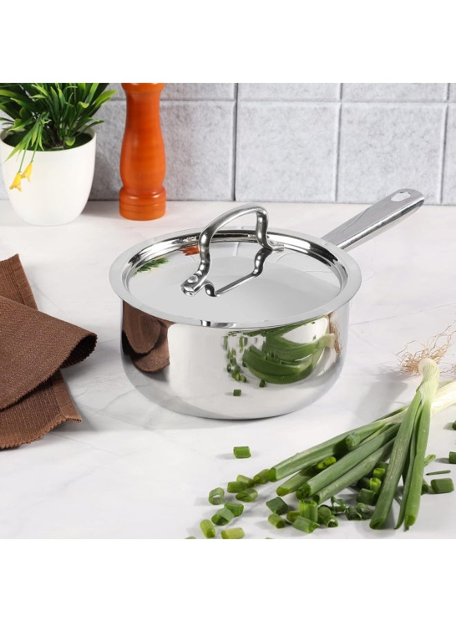 Kraft Futuretec Triply Stainless Steel Saucepan With Lid - 1.2 Litre, 14 Cm - Image 4