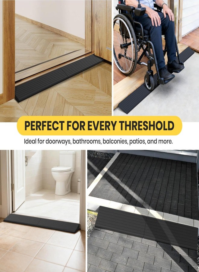 Nuvium 1" Rise Rubber Threshold Ramps for Doorways, 34" Wide Modular Wheelchair Ramp 2 PCS, Wheelchair Ramp, Access Ramps for Wheelchairs,Strollers,Sweepers,Bathrooms,Entryways,2000LBS Capacity - Image 3