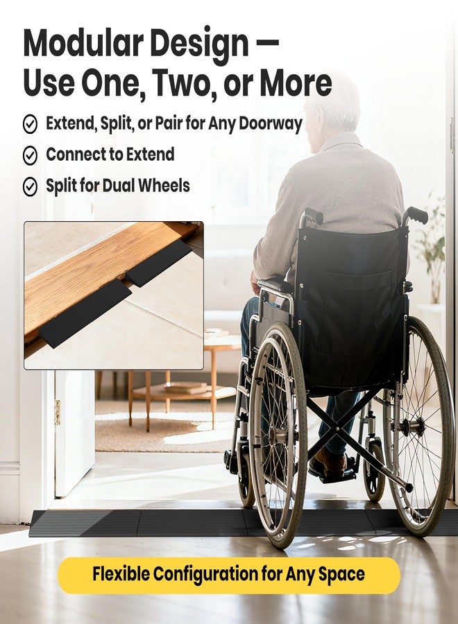 Nuvium 1" Rise Rubber Threshold Ramps for Doorways, 34" Wide Modular Wheelchair Ramp 2 PCS, Wheelchair Ramp, Access Ramps for Wheelchairs,Strollers,Sweepers,Bathrooms,Entryways,2000LBS Capacity - Image 4
