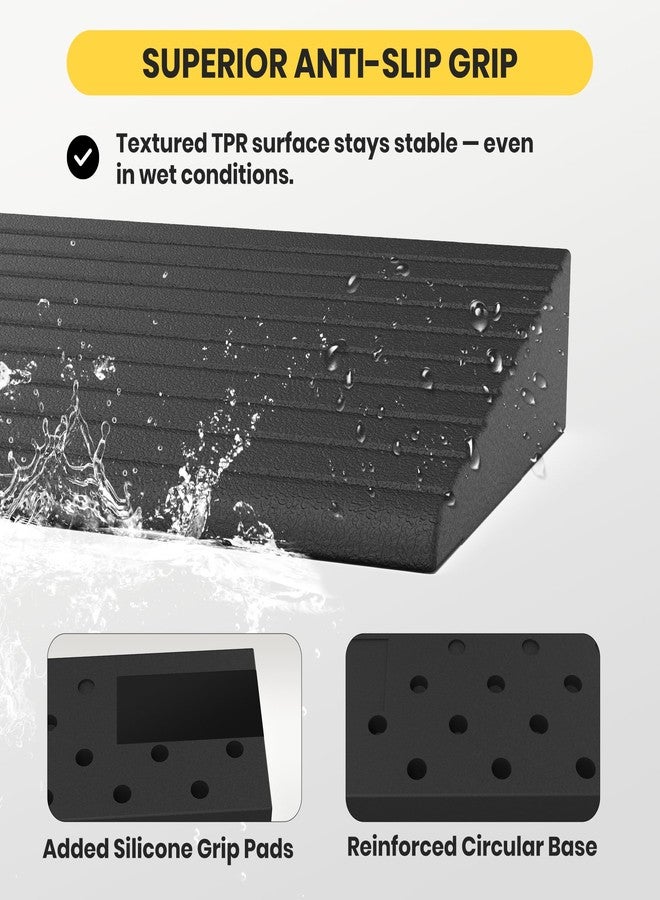 Nuvium 1" Rise Rubber Threshold Ramps for Doorways, 34" Wide Modular Wheelchair Ramp 2 PCS, Wheelchair Ramp, Access Ramps for Wheelchairs,Strollers,Sweepers,Bathrooms,Entryways,2000LBS Capacity - Image 5