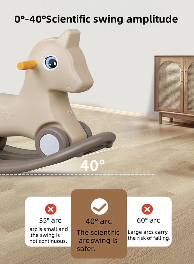 Children's Rocking Horse Toy, 2 in 1 Baby Children's Rocking Horse, Coasting Car, Detachable Balance Plate And Silent Wheel, Anti-Slip Strip, Suitable For 1-6 Years Old Children (White) - Image 5