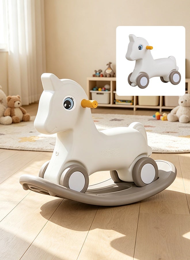 Baby Rocking Horse, Kids Ride‑On Toy with Detachable Rocker Base, Silent Wheels, Anti‑Slip Safe Toddler Rocker Toy Suitable for Boys and Girls to Play Indoors and Outdoors  (White) - Image 1