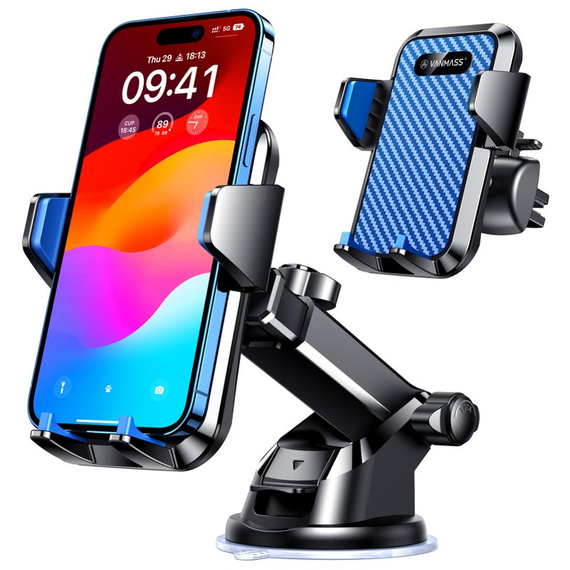 VANMASSã€85+LBS Strongest Suction & Military-Grade Ultimate Car Phone Mountã€Patent & Safety Certsã€‘ Cell Phone Holder Truck for Dashboard Windshield Vent for iPhone 17 Pro Max 16 15 14, Blue - Image 1