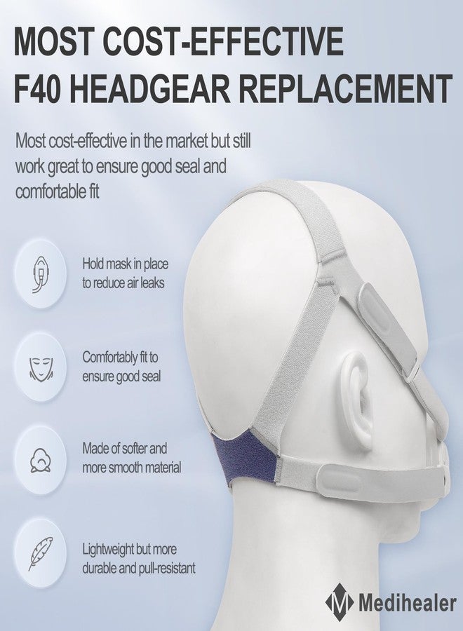 Medihealer 2 Packs F40 CPAP Headgear Compatible with AirFit F40 Mask - Adjustable Headgear Strap with Magnetic Clips, Soft & Durable Material, Ensures Comfort and Stability, Great-Value Supplies by Medihealer - Image 2