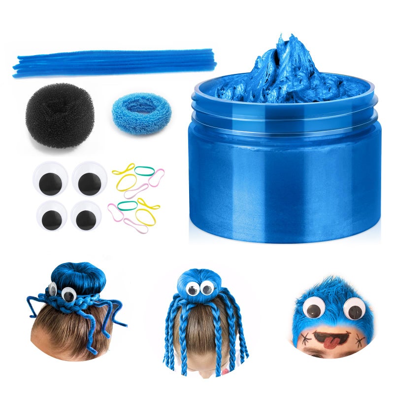 Cherocito Blue Temporary Hair Color Wax Kit for Teenagers,Crazy Hair Day Accessories, Gifts for Teenagers,Instant Hair Dye Color Wax for Party, Halloween, Christmas, Washable Crazy Hair Style - Image 1