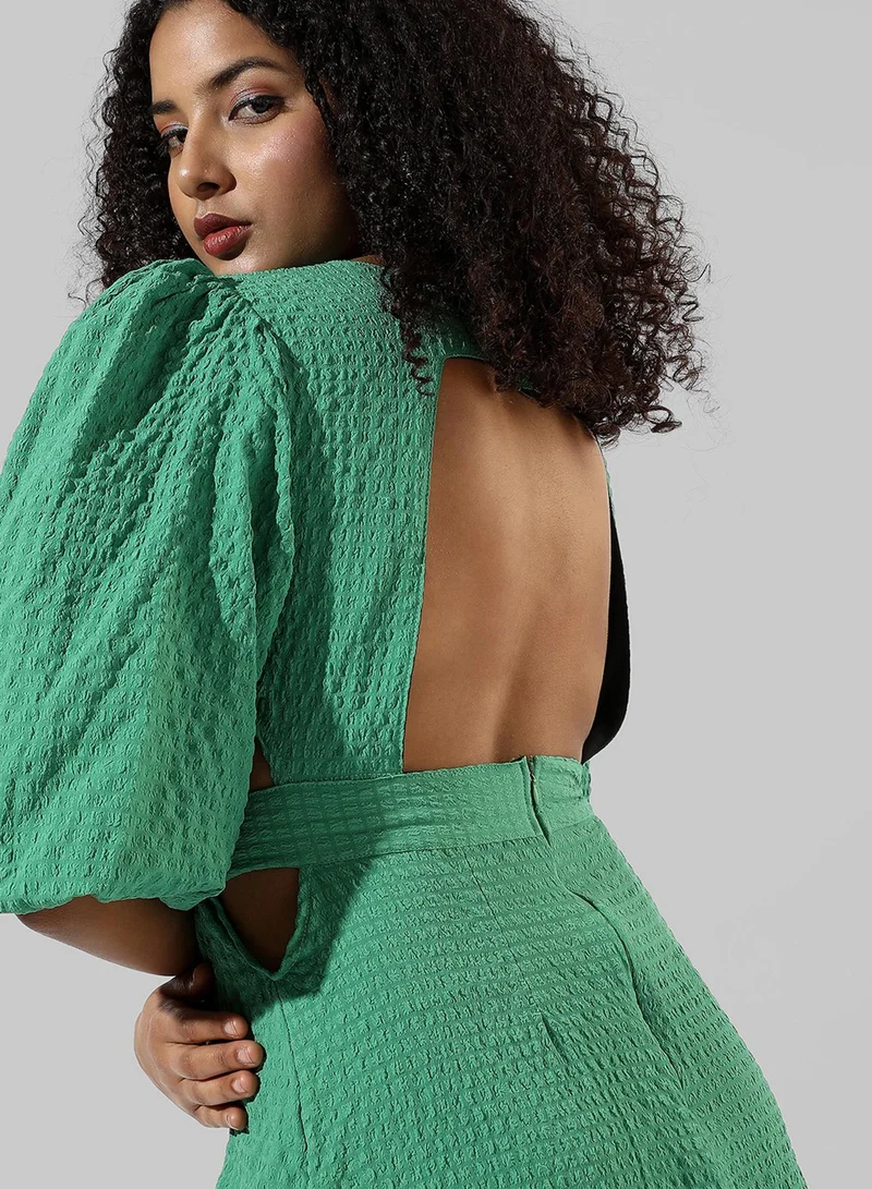 PINACOLADA  Women's Shamrock Green Open-Back Creased Dress for Women | Best Price UAE