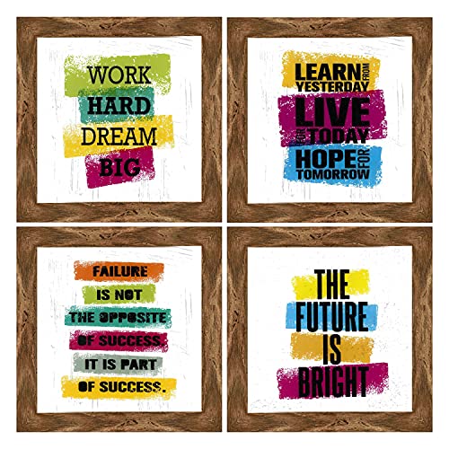 Indianara Set of 4 Motivational Office Decor Framed Wall Hanging Laminated Paintings Matt Art Prints 9.5 inch x 9.5 inch each without Glass (2131WNT) - Image 1