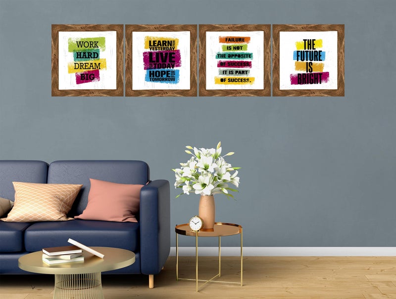 Indianara Set of 4 Motivational Office Decor Framed Wall Hanging Laminated Paintings Matt Art Prints 9.5 inch x 9.5 inch each without Glass (2131WNT) - Image 3