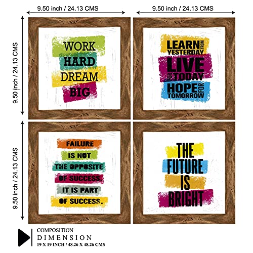 Indianara Set of 4 Motivational Office Decor Framed Wall Hanging Laminated Paintings Matt Art Prints 9.5 inch x 9.5 inch each without Glass (2131WNT) - Image 2