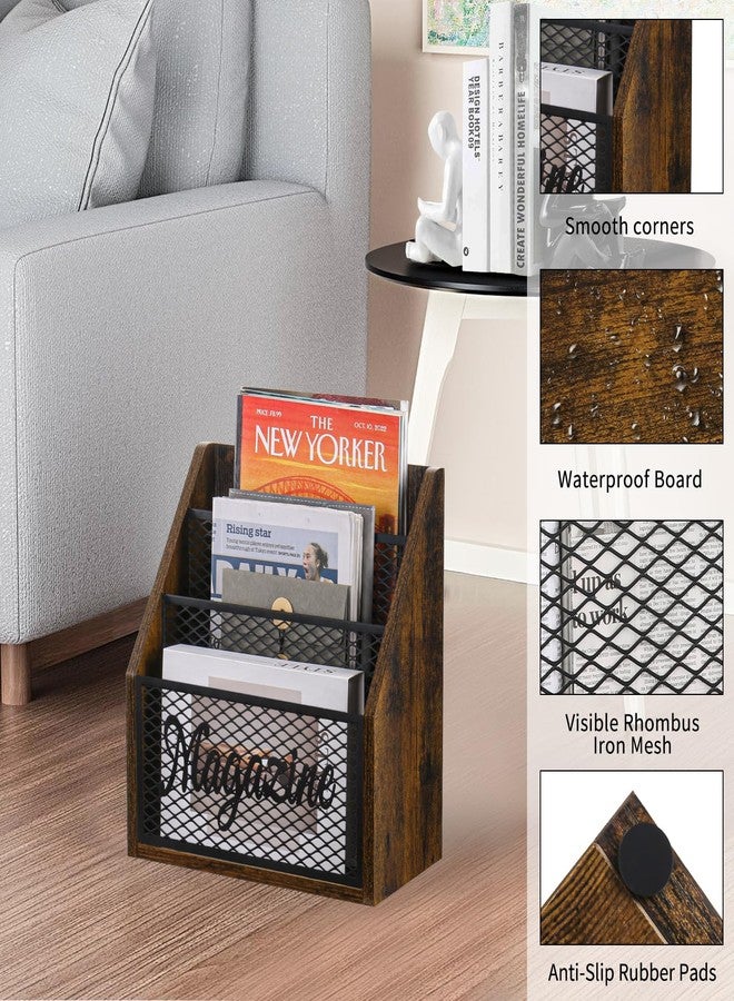 YINMIT Magazine Holder,Stepped 3 Tier Magazine Rack Floor,Magazine Storage Basket,File Holder Organizer,Folder Organizer Bin for Magazines,Books,Newspapers,Tablets - Image 3