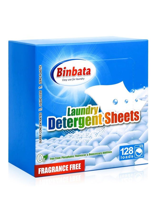 Binbata Laundry Detergent Sheets, Up To 128 Loads Hypoallergenic Eco-Friendly Unscented Biodegradable Plastic Free Liquidless Sheets Suitable for Sensitive Skin - Image 1