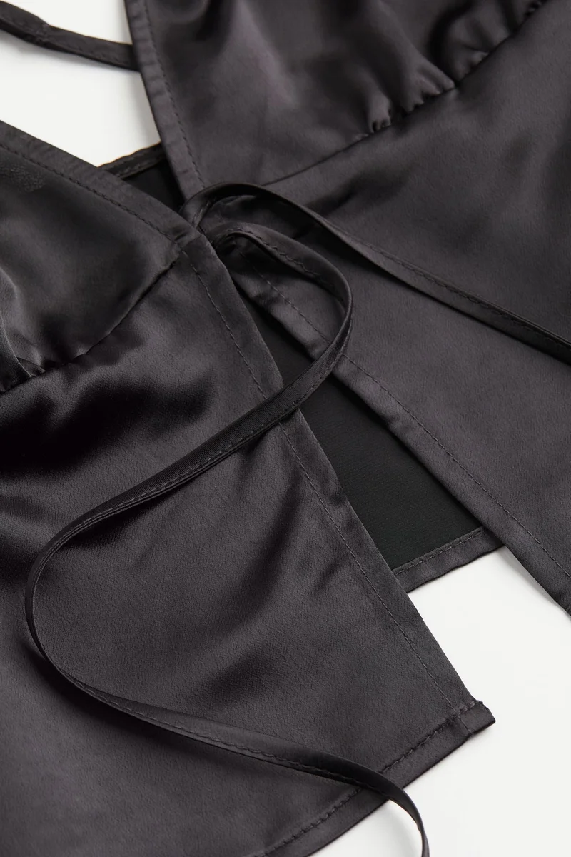 H&M Tie-detail satin top