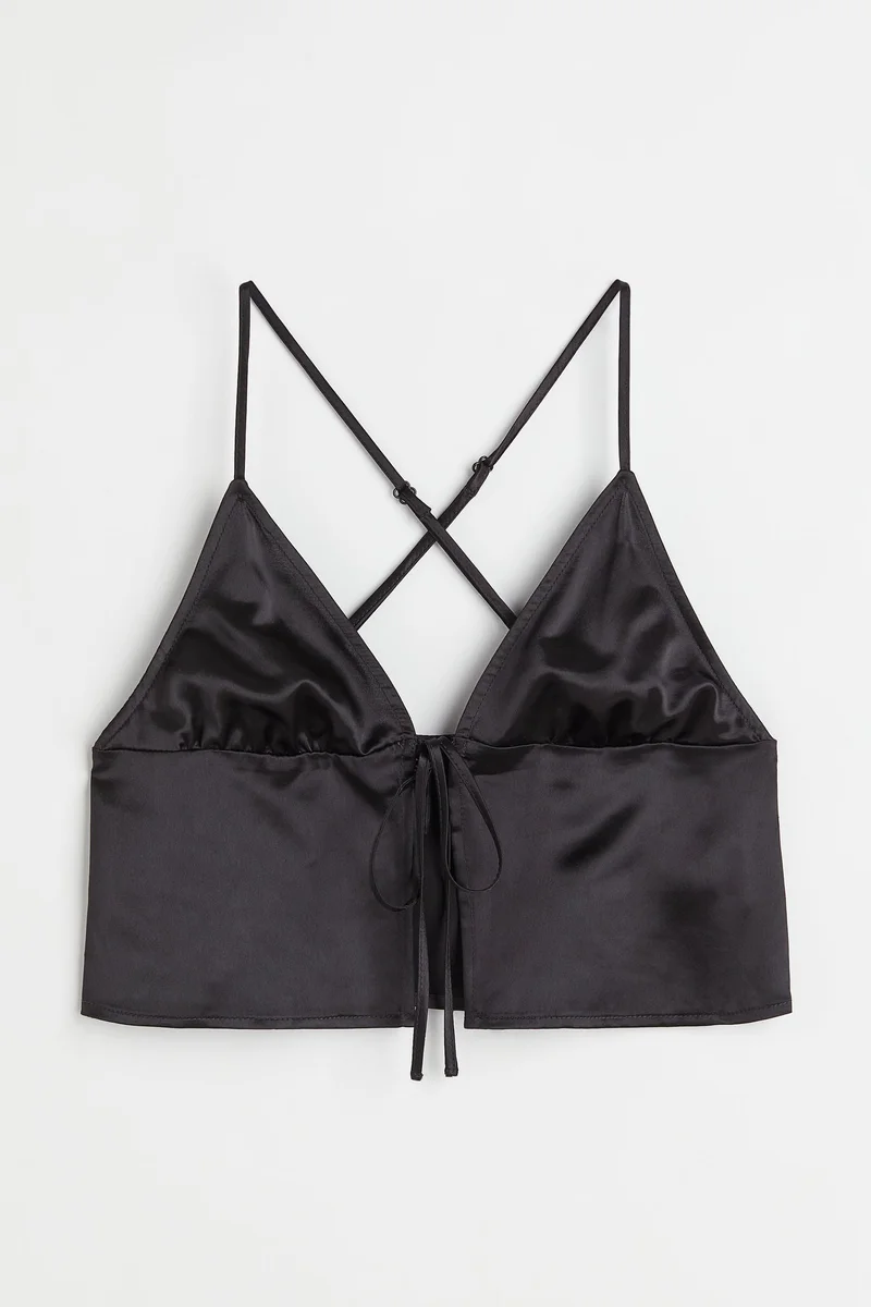 H&M Tie-detail satin top