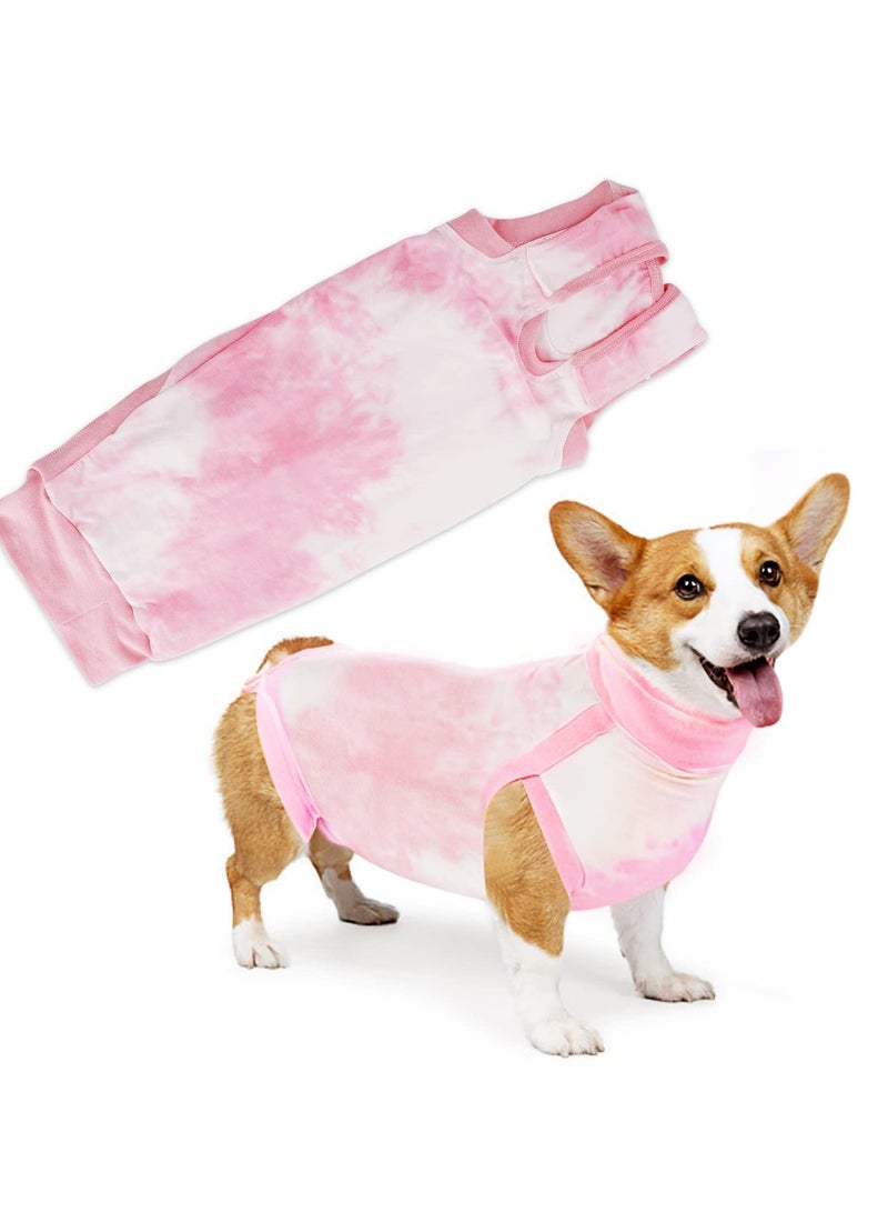 Recovery Suit, Pet Professional Recovery Suit for Abdominal Wound, E-Collar Alternative for Cats and Dogs, Dogs Surgical Full Bodysuit for Abdominal Wound Protector, 28-40kg, Pink