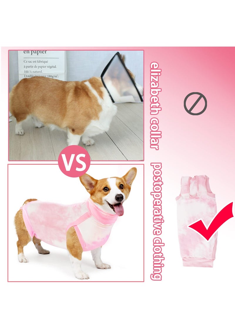 Recovery Suit, Pet Professional Recovery Suit for Abdominal Wound, E-Collar Alternative for Cats and Dogs, Dogs Surgical Full Bodysuit for Abdominal Wound Protector, 28-40kg, Pink