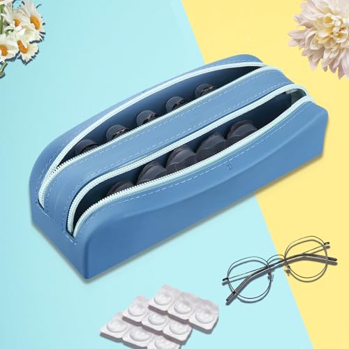 AITIME Portable Daily Contact Lens Organizer, Disposable Dispenser, Travel Color Storage Case Kit With Labeled R & L (Blue) - Image 4