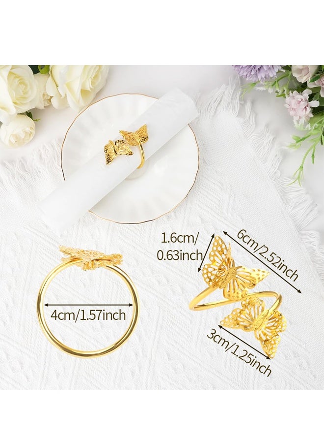 6 PCS Gold Napkin Rings, Butterflies Serviette Buckle Wedding Party Napkin Holders, Butterflies Napkin Buckle Delicate Napkin Circles for Wedding Birthday Christmas New Years - Image 2