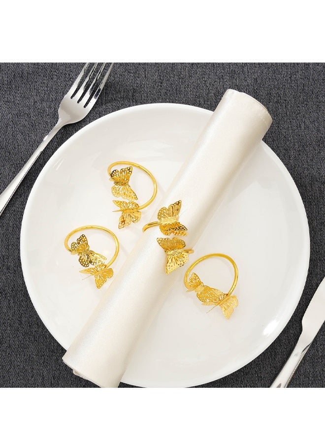 6 PCS Gold Napkin Rings, Butterflies Serviette Buckle Wedding Party Napkin Holders, Butterflies Napkin Buckle Delicate Napkin Circles for Wedding Birthday Christmas New Years - Image 4